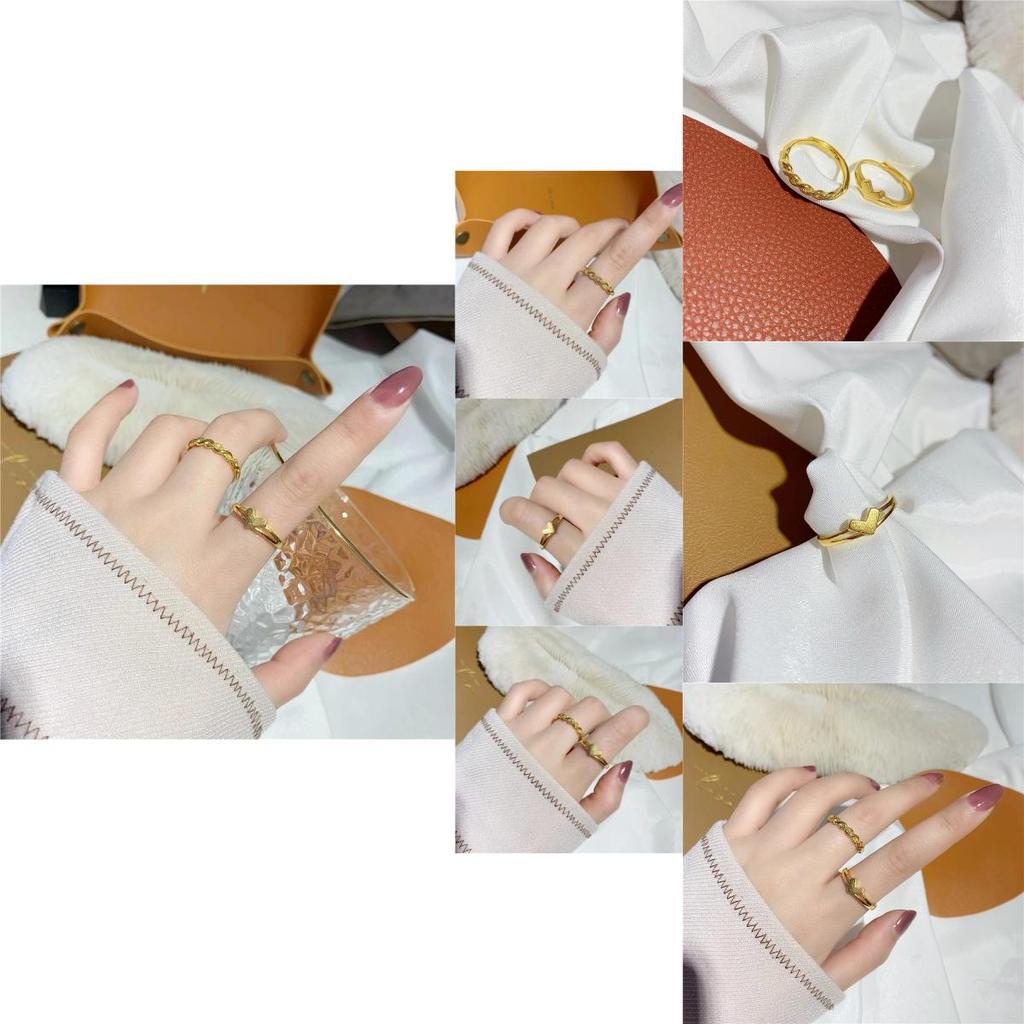 Fashionable Gold Plated Adjustable Heart Twisted Ring Unique Design For Women Gifts