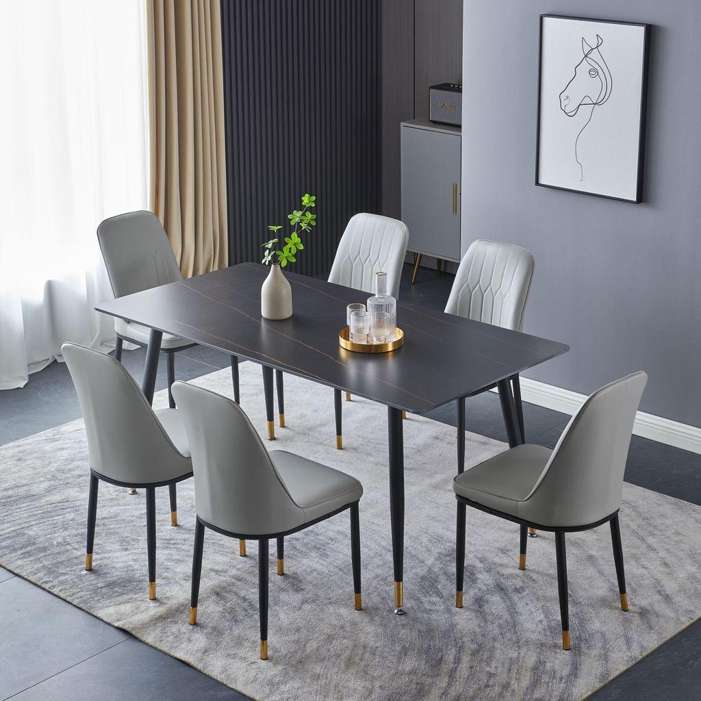 Modern Minimalist Italian Rock Slab Dining Table Set for Small Apartments