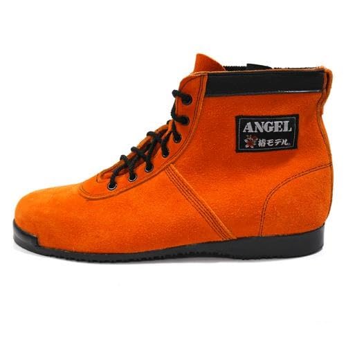 Velor modified safety shoes with maple cowhide steel JIS standard certified CHS29 [Tsubaki Model] medium-knit zipper, (orange), chrome, toecap,