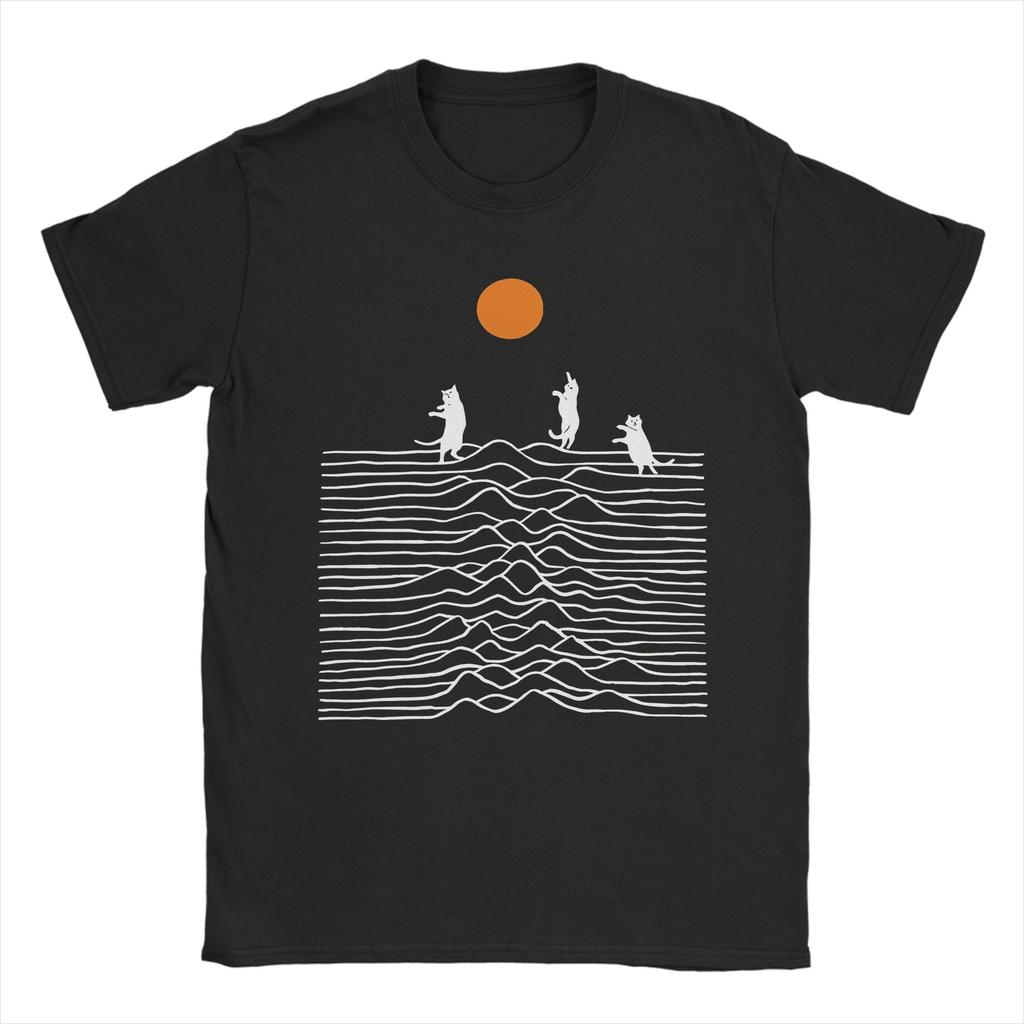 Men Women Cat Joy Division Black T Shirts Punk Rock Goth 100% Cotton Clothes Novelty Short Sleeve O Neck Tees Plus Size T-Shirts
