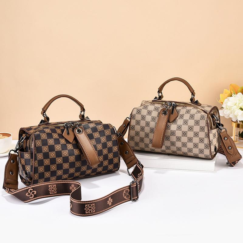 Elegante Borsa a Mano da Donna Boston di Alta Gamma Borsa a Tracolla Casual in Caffè o Kaki