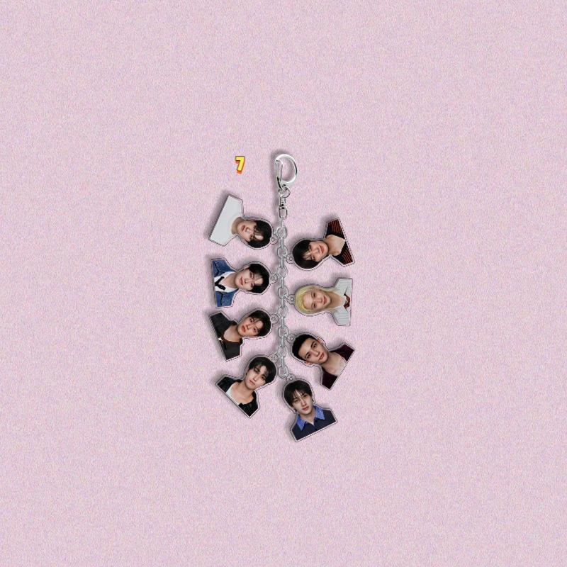 Stray Kids Multi-Charm Acrylic Keychain, Kpop Member Photo & Cartoon & SKZOO Character Dangling Charms, STAY Fans Collectible Bag Pendant