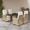 VidaXL Garden Dining Set with Cushions 5 Pcs, Table and Chairs with Adjustable Backrest and Footrest, Furniture 3213005