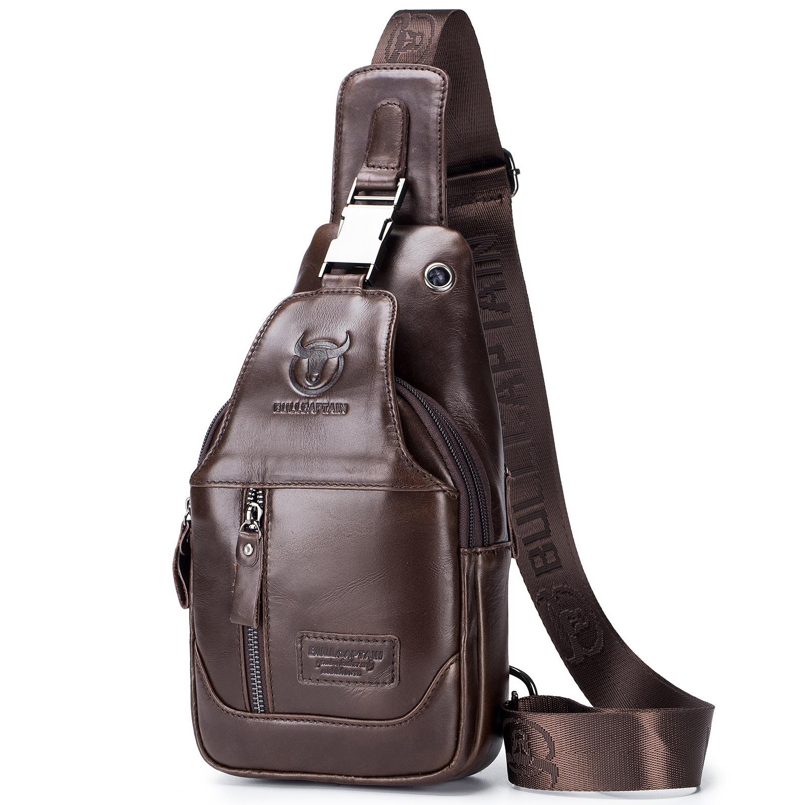 Borsa a tracolla in pelle da uomo, impermeabile, con tracolla, per escursionismo, ciclismo