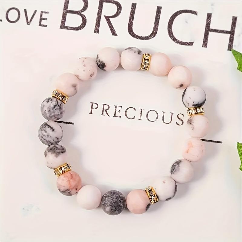 

1 шт. Браслет з натурального каменю в стилі бохо, гіпоалергенний, ідеальний для щоденного носіння та вечірок, чудовий подарунок на день народження 1pc pink zebra bracelet