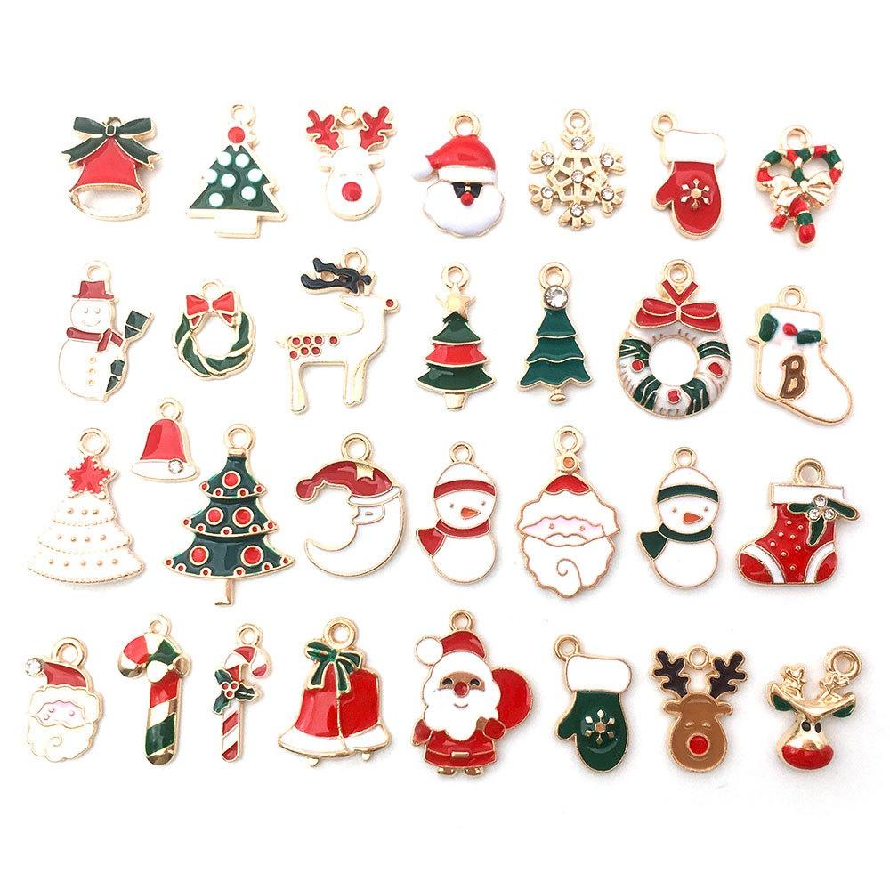 Random 20Pcs/Lot or 50Pcs/Lot Mix Size 96 Style Alloy Metal Christmas Drop Oil Charms Gold Pendant For DIY Bracelet Necklace Jewelry Making