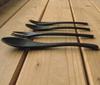 Nagao Plastic Dinner Cutlery 8 Dishwasher Made in Japan Heat-Resistant Set, Pieces, Black, Safe,