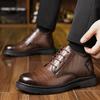 Cotton shoes 2024 winter velvet thickened warm high-top men's shoes men's Korean version business casual leather shoes