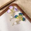 1Pcs Unisex Clover Plants Iris Flower Party Office Brooch Pins Pretty Enamel Flower Brooches For Women Gifts