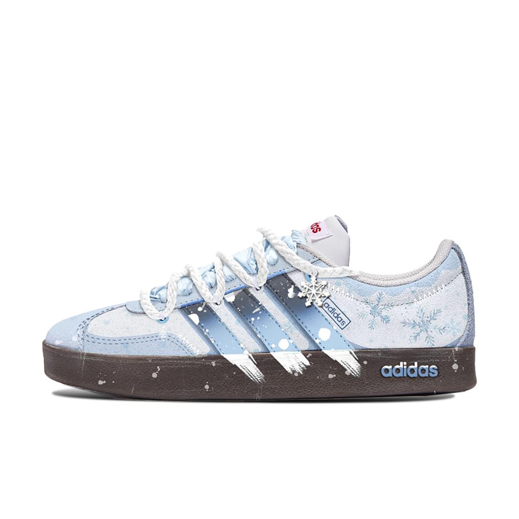 adidas VL COURT 2.0 Neve Gelada Resistente à Abrasão Resistente à Abrasão Cano Baixo Tênis de Skate Unissex Azul Marrom HQ1802(TeamM-S-BOX)