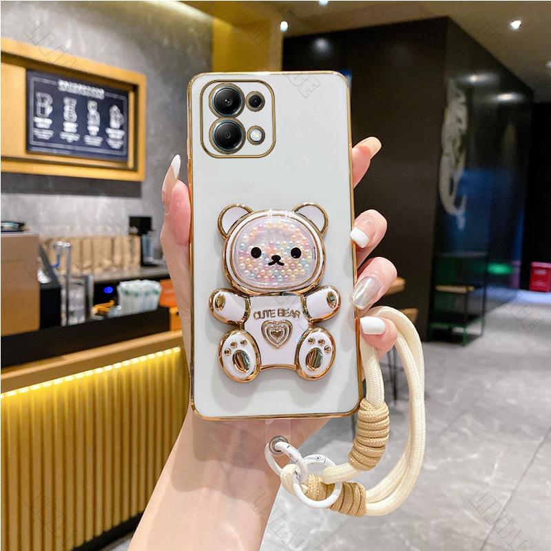 

Чохол-тримач для телефона з ремінцем із милим ведмедиком для Xiaomi Redmi Note 13 12 Pro Plus redmi 12C 13C A3 A1 4G 5G Чохол-підставка Redmi Note 13 Pro 4G білий