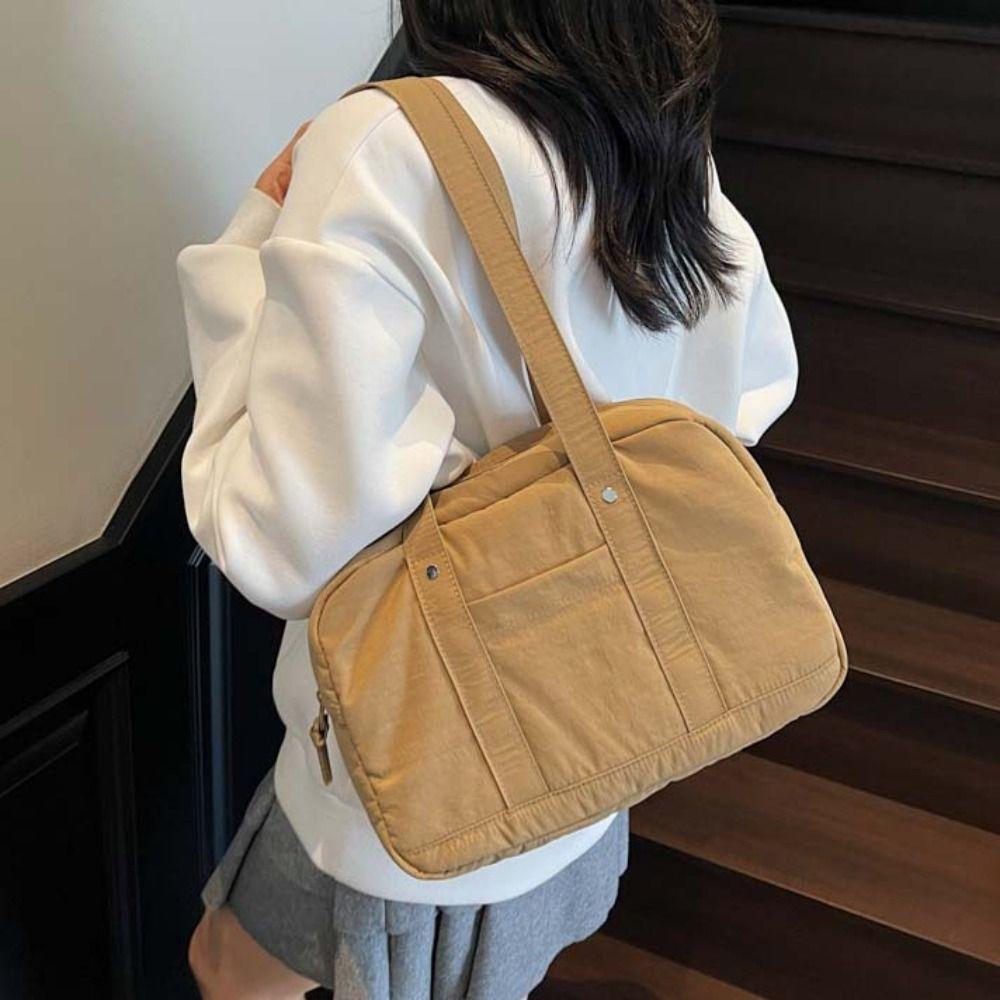 Solid Color Women Shoulder Bag Korean Style Simple Tote Bag Simple Casual Underarm Bag  Girls