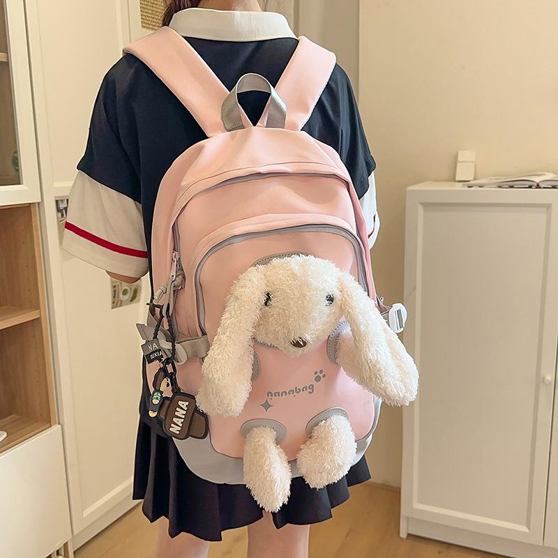 Cute rabbit schoolbag girl new fashion girl high-value student doll backpack junior high school student backpack