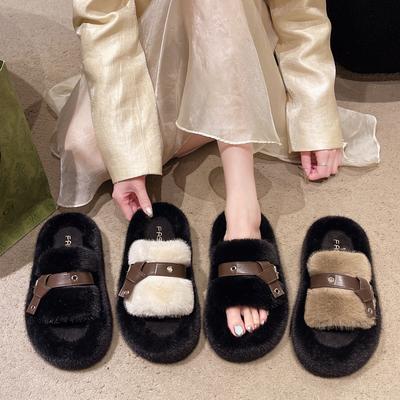 Women's Ins New Autumn and Winter Large-size Thick-bottomed Niche Versatile Cotton Slippers