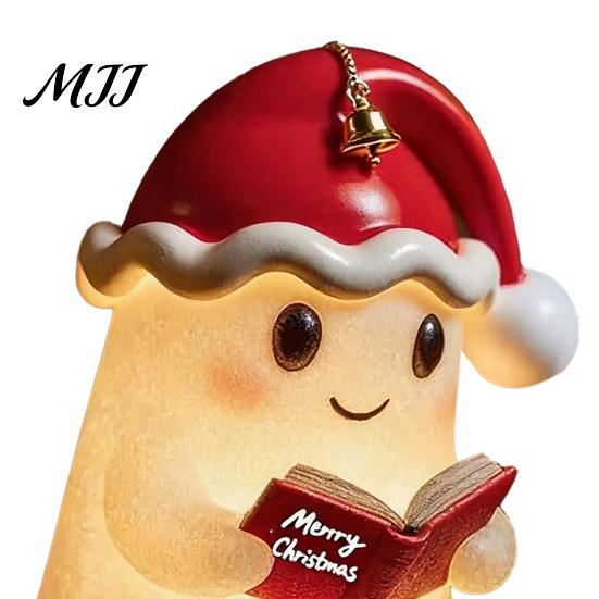 Party Space Decoration Reading Ghost Night Light Cute 3D Xmas Hat Bedside Lamp Bedroom Resin Book Nightlight for Study Room Decor