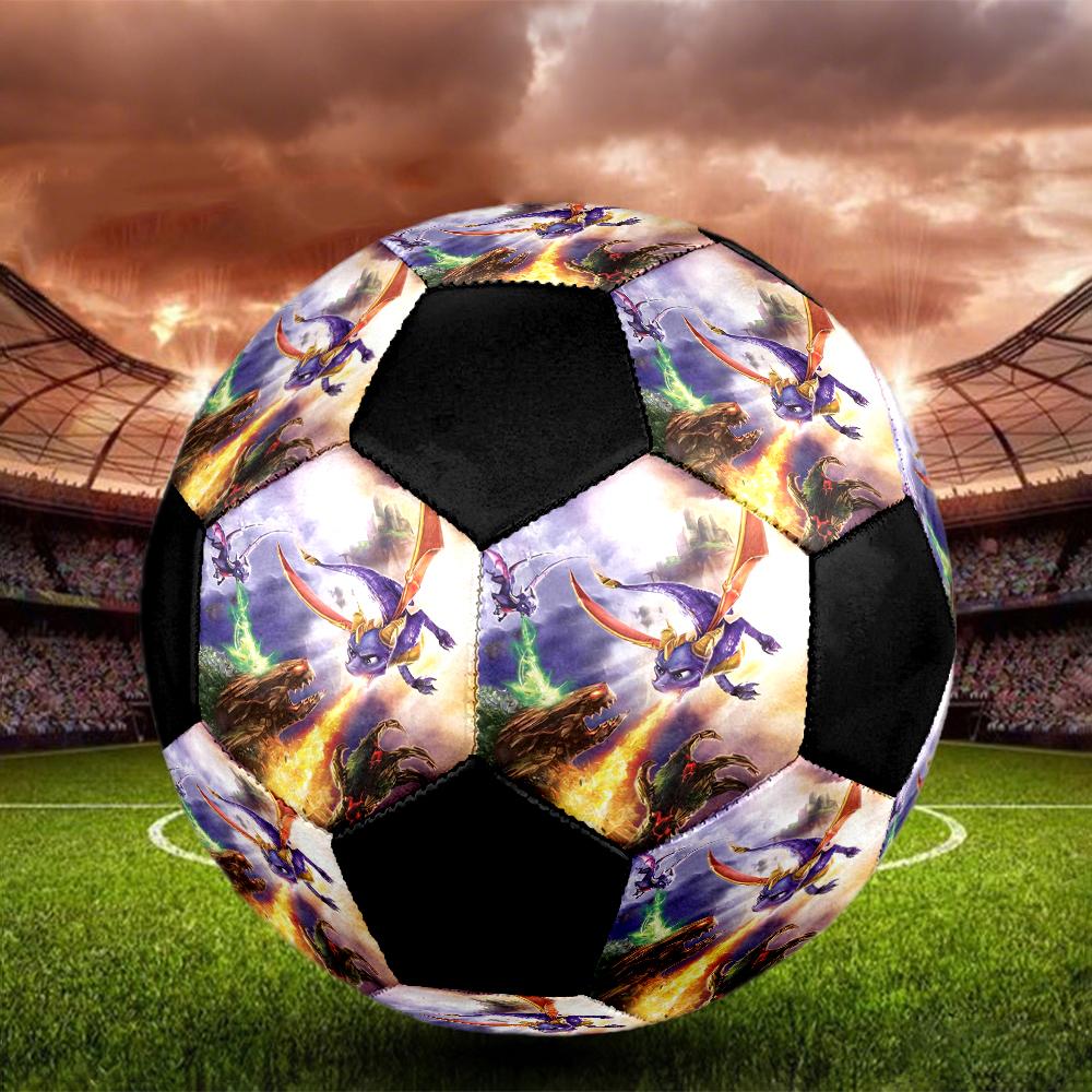 Spyro the Dragon Indoor Soccer Ball Colorful Machine Stitched PVC Size 5 Team Training Competition Ready Durable High-Bounce Cool Sports Gift