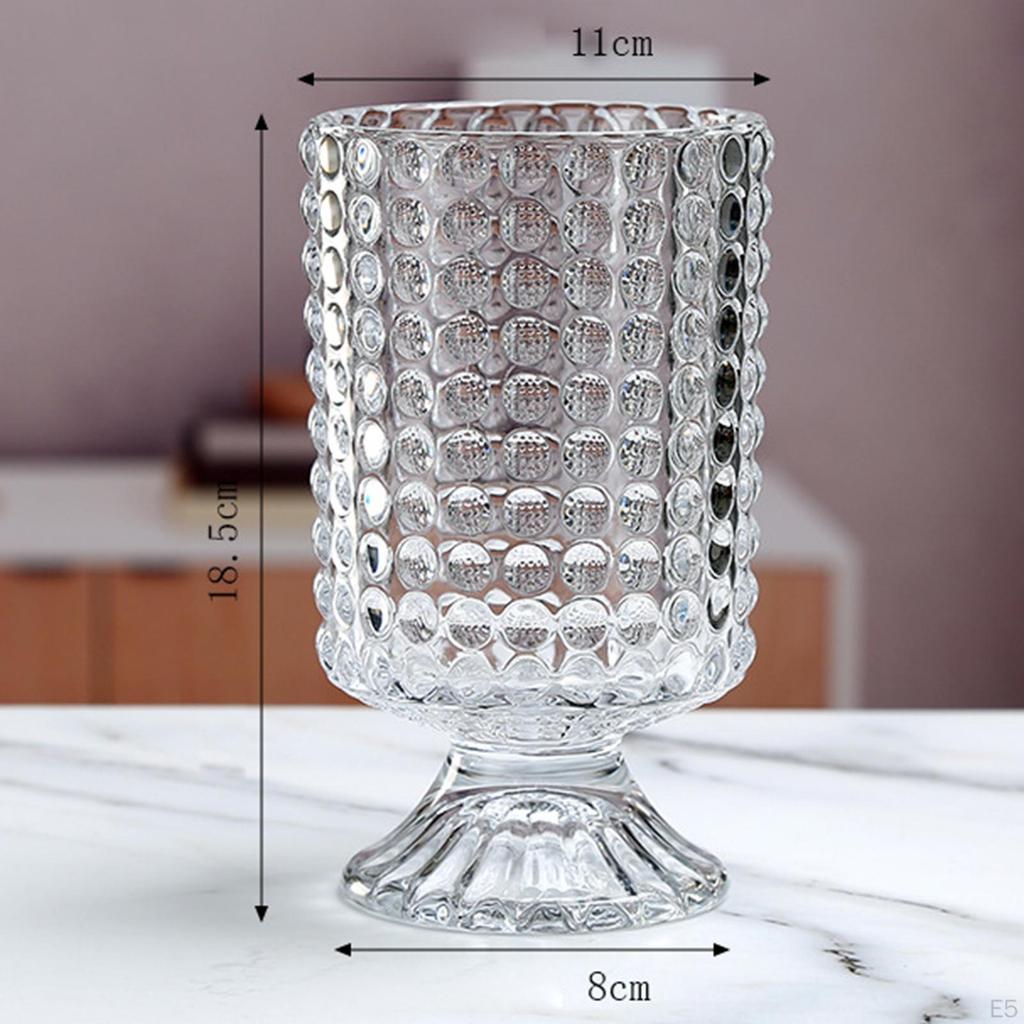 Modern Crystal Glass Vase Flower Arrangement Clear Dried Flowerpot for Centerpiece Home