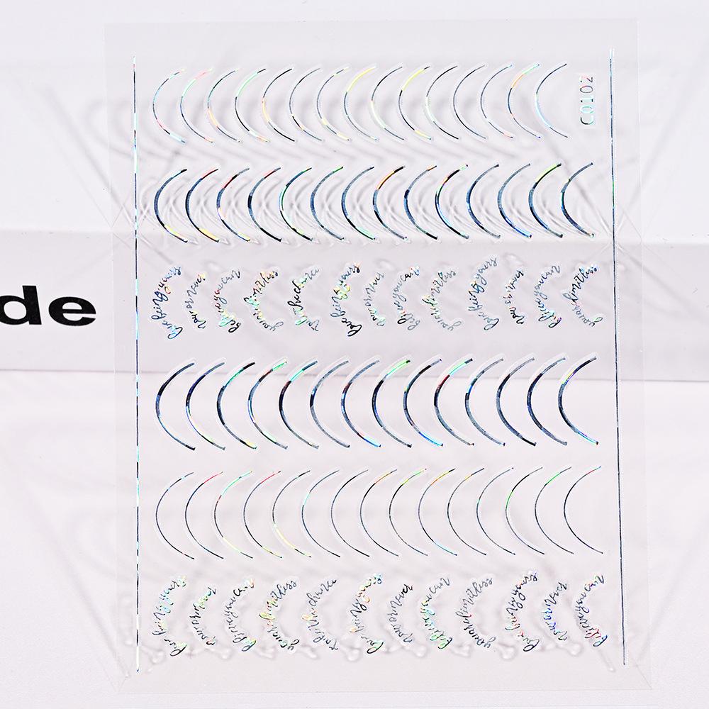 Xiaohongshu French Simple Line Manicure Sticker Imitation Metal Accessories Gold And Silver Adhesive Self-Adhesive Nail Sticker