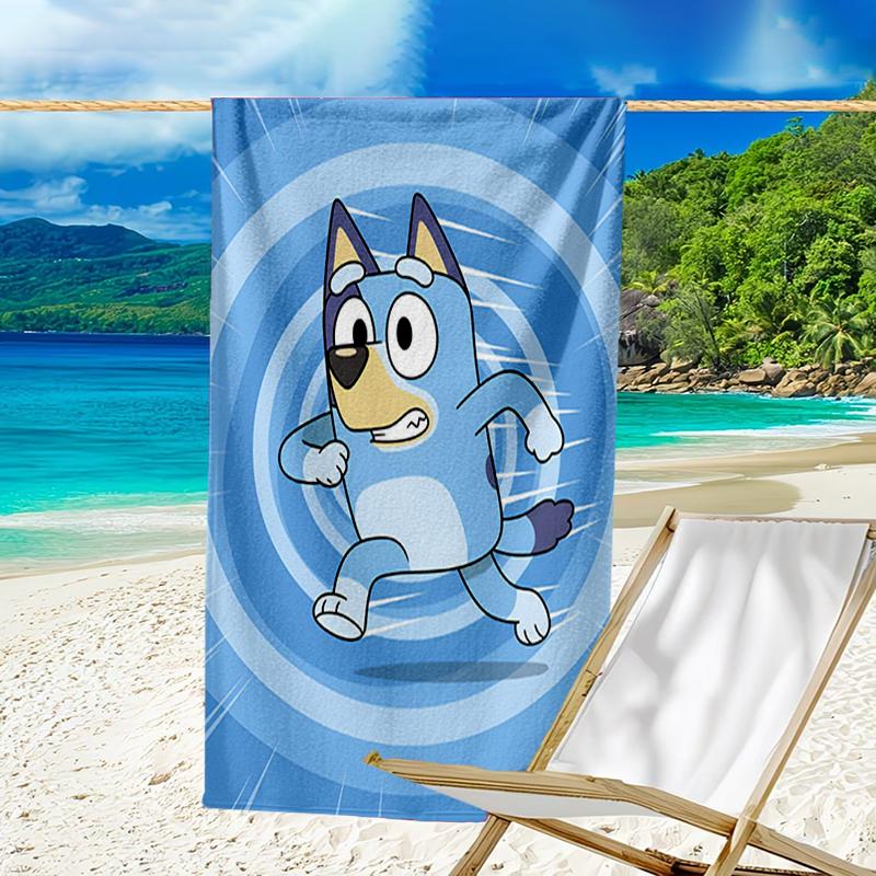 Itin minkštas paplūdimio rankšluostis su Bluey tema, idealus baseinui - stovyklavimui, nardymui - puikus kelionės daiktas, ryškus paplūdimio rankšluostis.