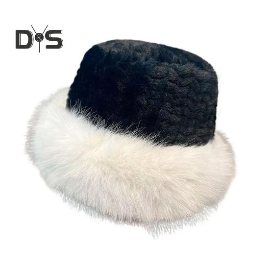 

Зимняя плюшевая панама, однотонная, утолщенная, теплая, рыболовная шапка, ветрозащитная, для холодной погоды, головной убор, повседневная одежда черный белый