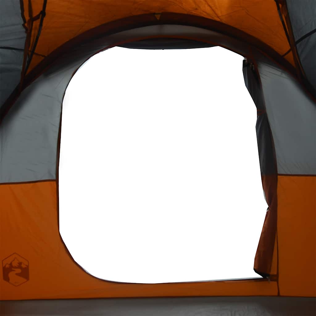 5 Person Camping Tent with Awning Grey and Orange Waterproof