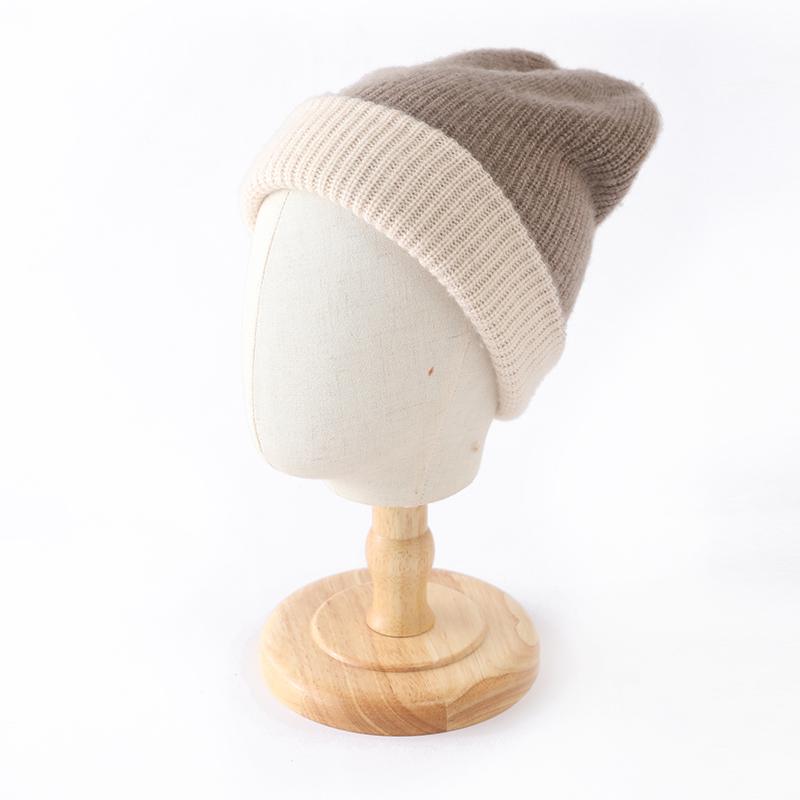 100% Cashmere Double Layer Double Sided Knit Beanie Hats Warm Winter Two Tone Caps Versatile Reversible Headwear Multi Color