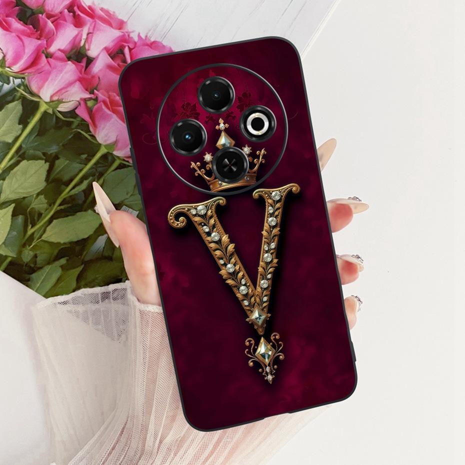 2025 Fashion Crown Letter Case For Tecno Spark 30C 30 Pro 4G Black Silicone Soft Cover For Tecno Spark30C 30 30Pro Phone Cases