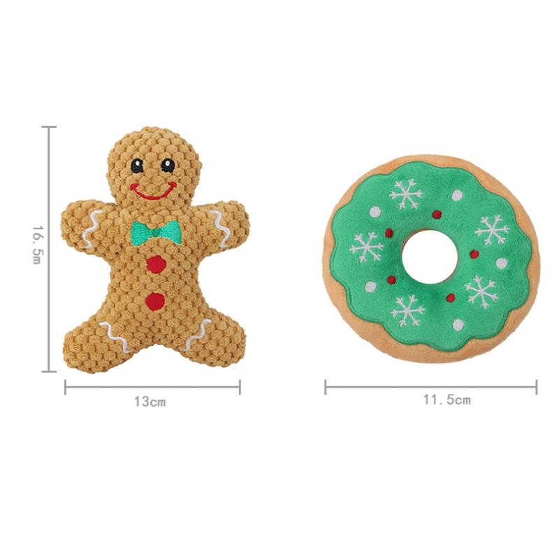 Pet Dog Plush Noise Chewing Toy Santa Claus Elk Gingerbread Man Donut Cat Dog Christmas Holiday Series Cartoon Style Cute Puzzle Supplies