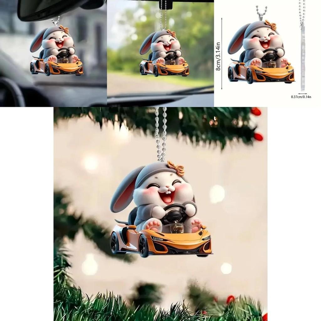 Charming Cartoon Acrylic Animal Pendant For Stylish Electric Vehicle Interior Decor