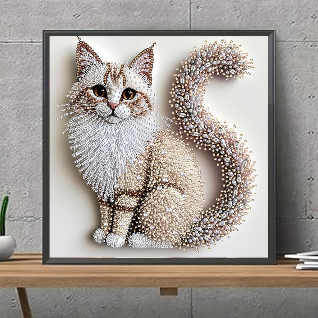 5D Diamond Painting Set Fluffy Kitten Theme, 2D Flat Print,Ideal for Home Decor In Living Room, Bedroom
