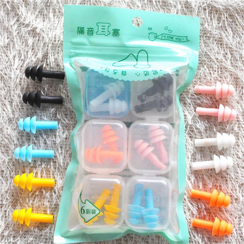 6pcs Box-packed Comfort Earplugs Noise Reduction Silicone Soft Ear Plugs PVC Rope Earplugs Protective for Swimming for Sleep
