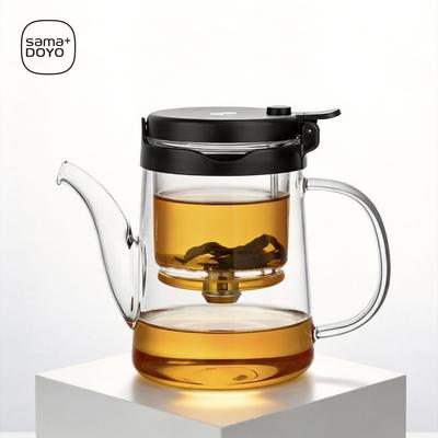 Heat-Resistant Glass Teapot 500/800ml with Built-in Tea Strainer – One-Touch Tea Separation!
