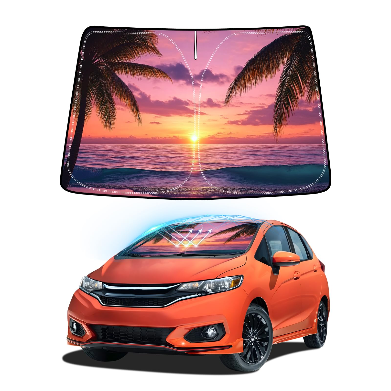 

BLUESEATEC Совместимый с серией Honda Fit GR Солнцезащитный экран на лобовое стекло Защита от УФ-лучей Не требуются присоски Сон в машине Затемнение Изоляция Лето УФ