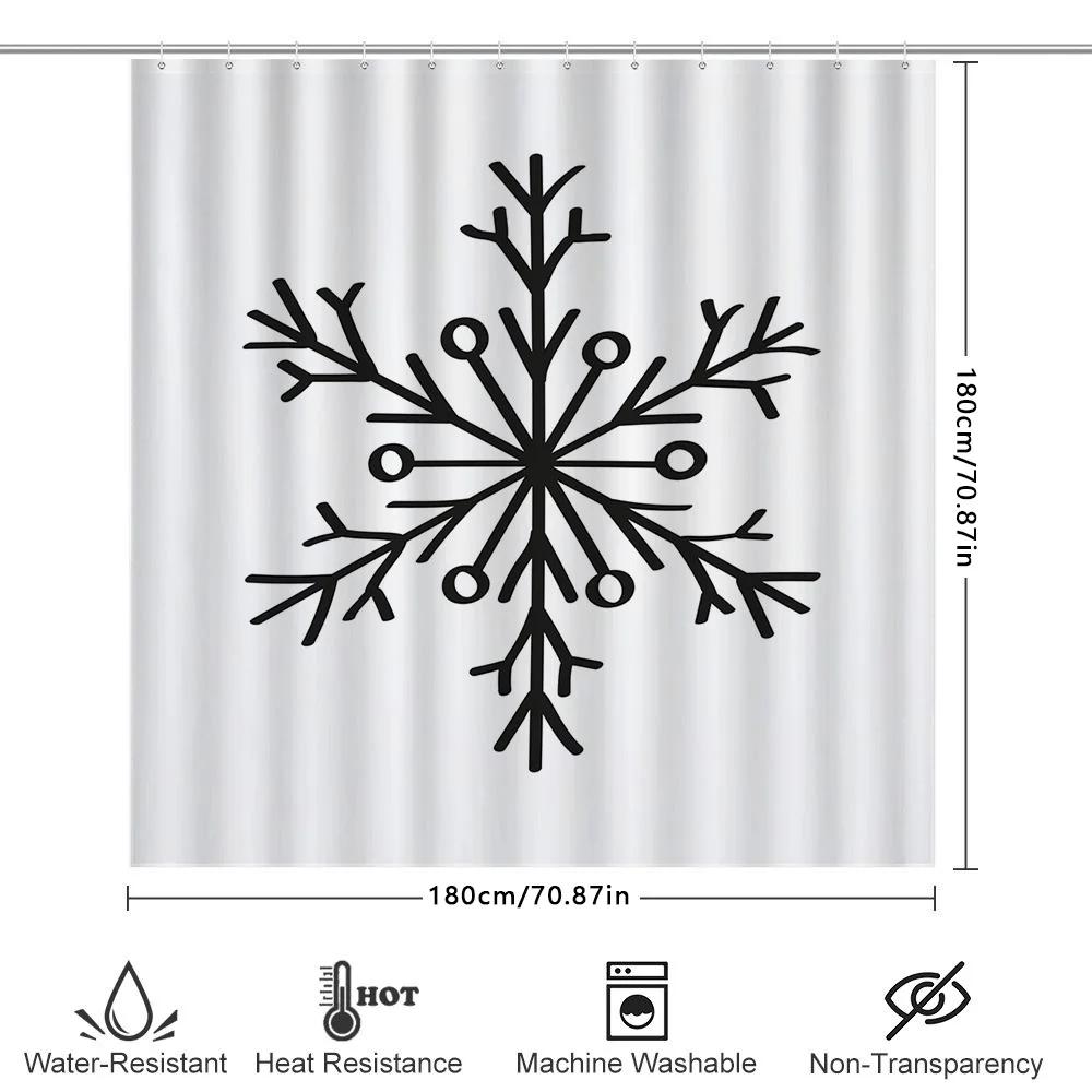 Snowflake Printed Shower Curtain Modern Design Bathroom Decor