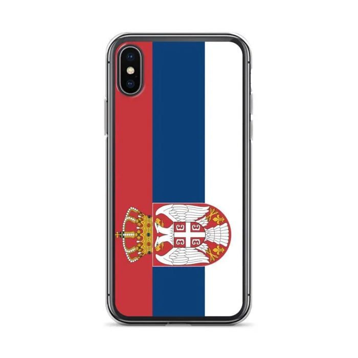 Coque iPhone - Drapeau de la Serbie - iPhone X - Silicone Souple - Protection Complète - Sportif