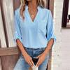 Women's V-neck Pullover Stripe Print Long-sleeved Casual Shirt