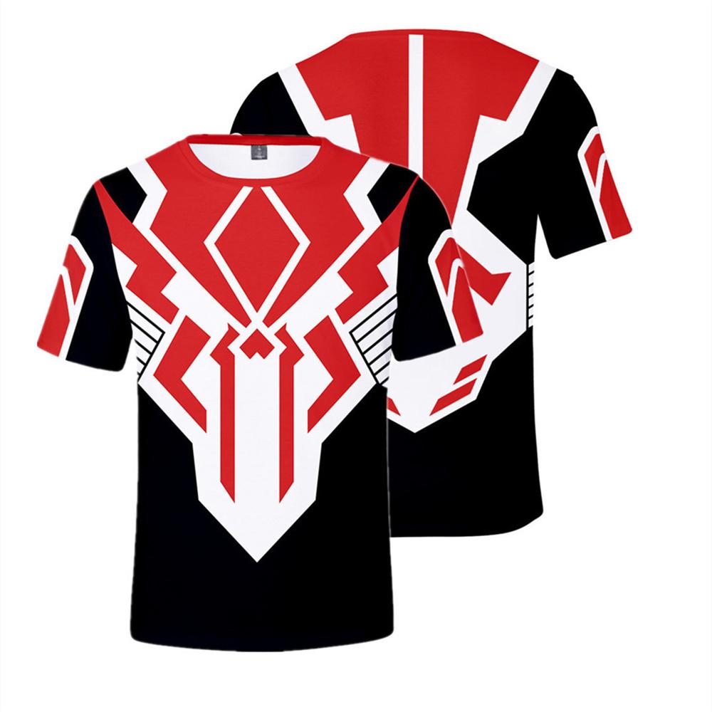 Red Black Geometric Armor Ranger Costume T-Shirt Unisex Power Rangers Inspired 3D Armor Print Cosplay Short Sleeve Casual Graphic Tee