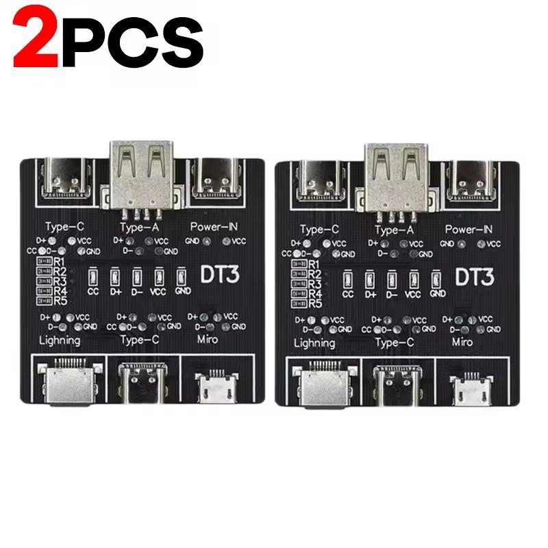 1-3Pcs DT3 USB Tester Data Cable Detection Board for IOS Android Micro Type-C Short Circuit on-Off Switching Test Board Tool