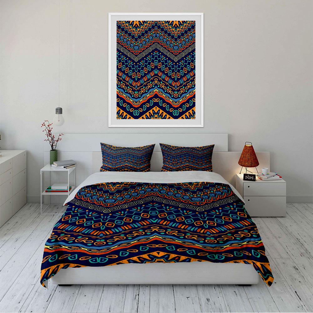 Boho Tribal Geometric Pattern Bedding Duvet Cover Set (1*Duvet Cover 2*Pillowcases, without duvet insert)