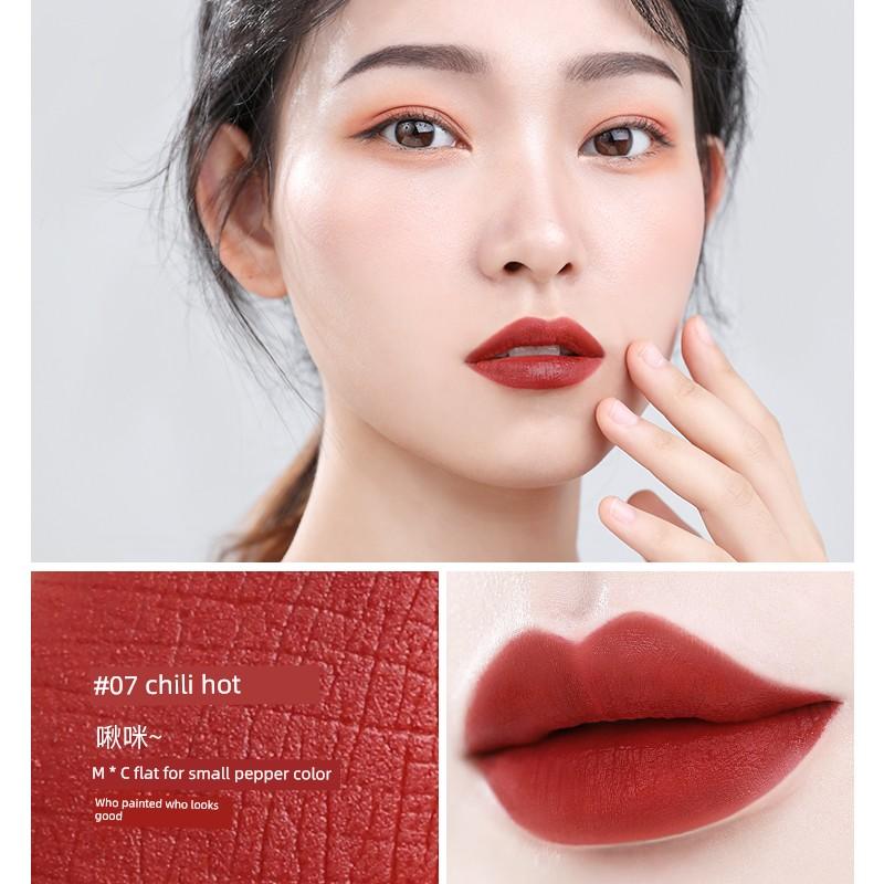 Novo Matte Finish Lip Lacquer Female Student Niche Style Brand Does Not Fade No Stain on Cup Long-Lasting Milk Tea Color Cameo Brown