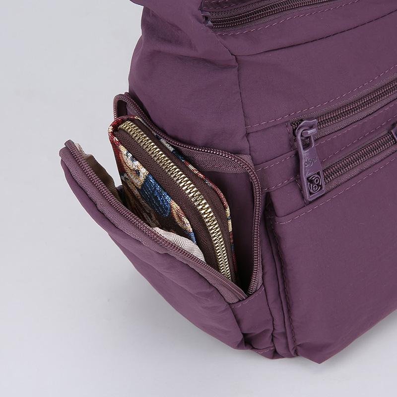 Wasserdichte Nylon-Crossbody-Tasche für Damen Mehrere Taschen Schulter-Handtasche mit Reißverschluss