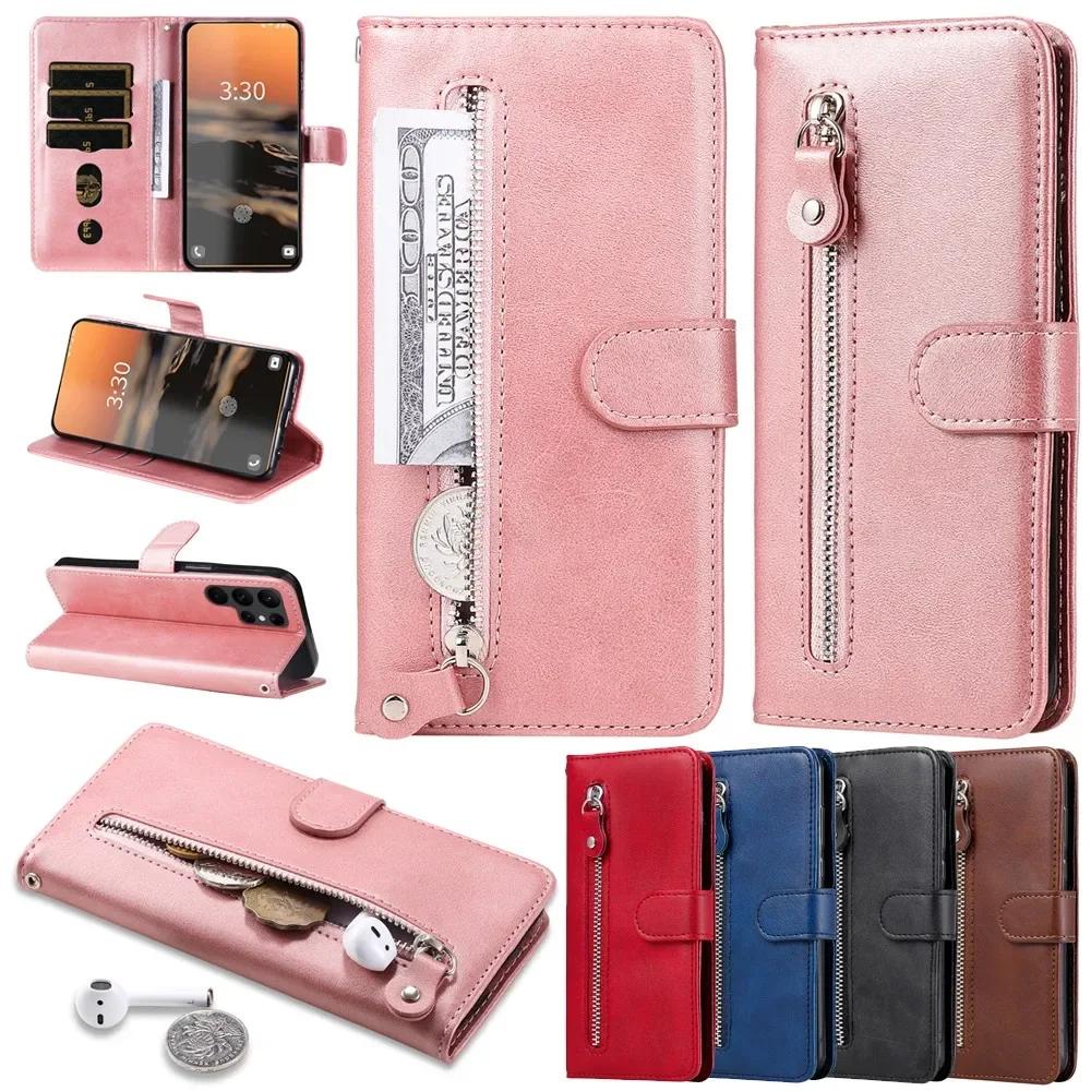 Leather Zipper Flip Wallet Case For Samsung Galaxy M35 A05 A05S A06 A16 A13 A14 A23 A33 A52S A70 A71 A72 A73 M12 M13 Phone Cover