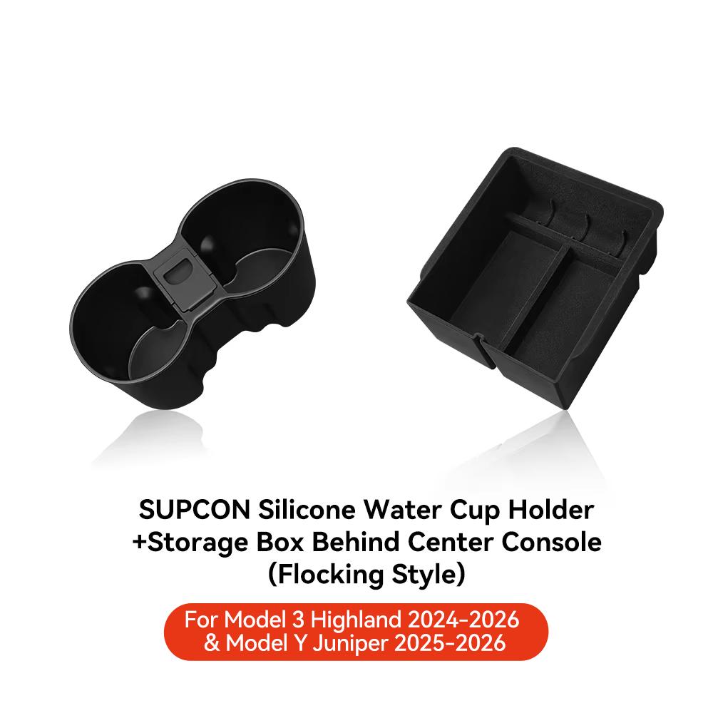 YZ For Tesla Model 3 Highland 2024 Model Y juniper 2025 Storage Box Center Armrest Hidden Box Cup Holder Organizer Accessories