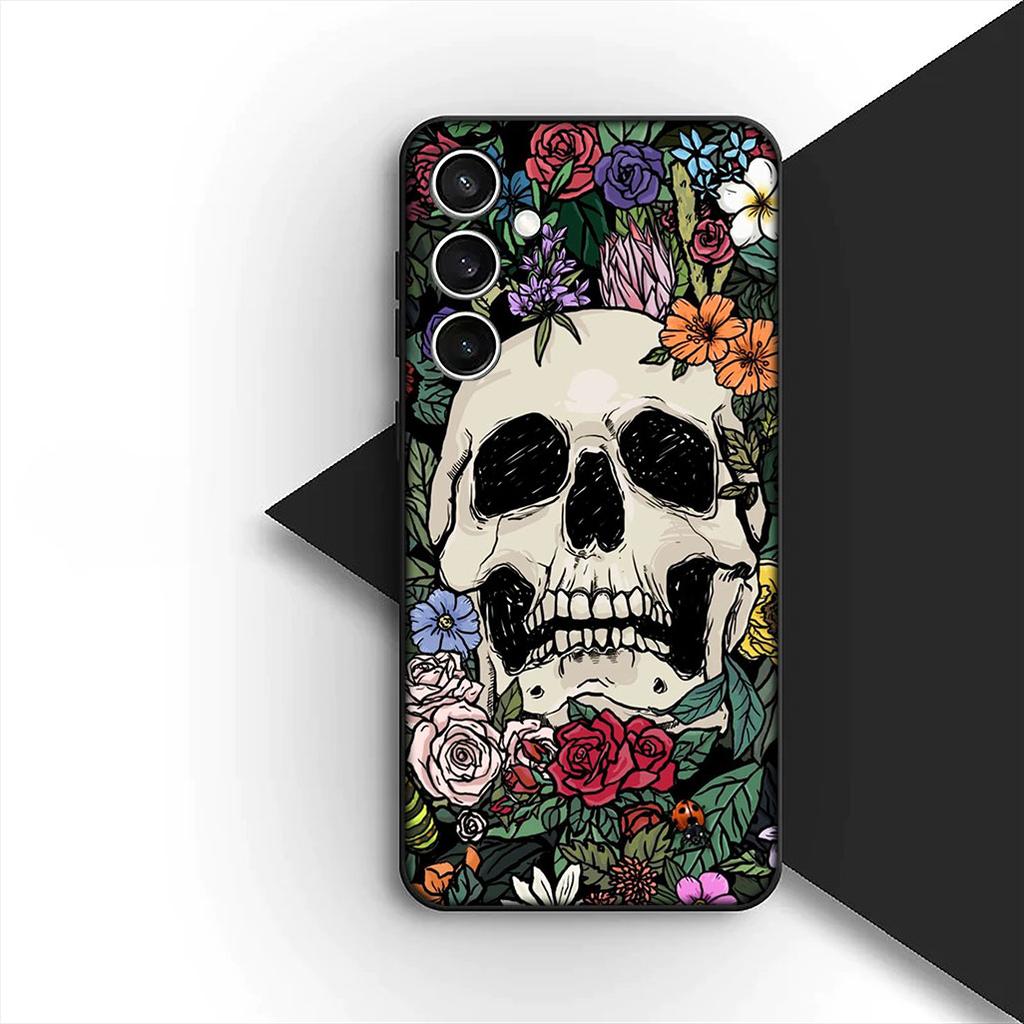 for Samsung Galaxy A35 A36 A55 A26 A05 A06 A14 A50 A51 A53 A54 A12 A13 A23 Phone Case with Little Ghost Halloween Pumpkin Flower