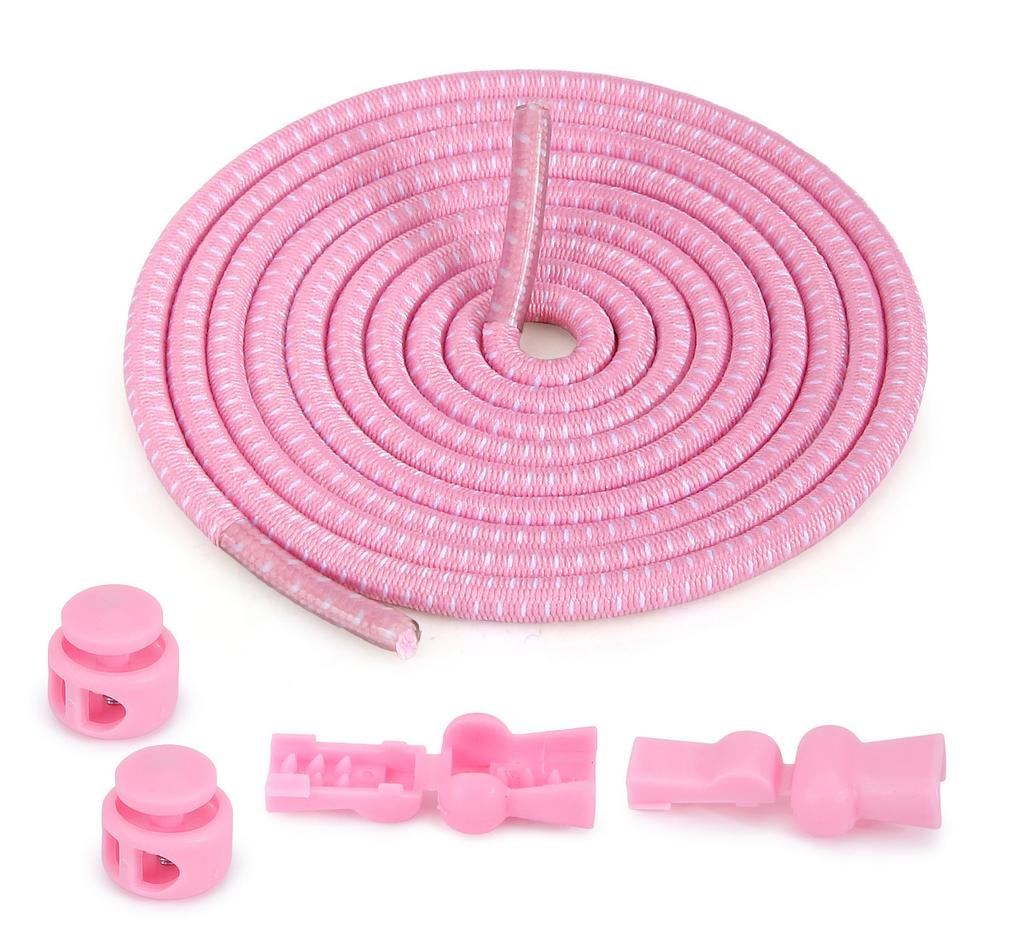 1 pair Colorful elastic band circular spring buckle adult and child elastic no tying, black and white lazy shoelaces