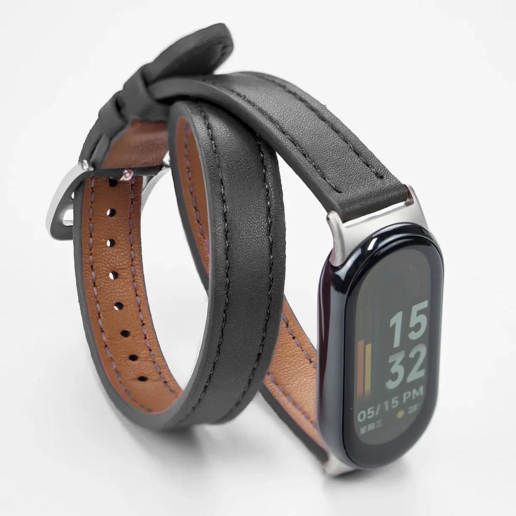 For Mi Band 8 Strap Leather band For Xiaomi Mi Band 9 Wrist Strap Correa Watch Replacement Miband 9 NFC Sports Bracelet Pulseira