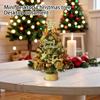 Desktop Christmas Tree, 18'' Table Top Christmas Tree With Wooden Base, Prelit Christmas Tree With Decorations For Indoor