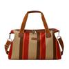 Striped Canvas Women's Travel Bag - Japanese Style, Large Capacity, Handheld, Single Shoulder, Crossbody Bag