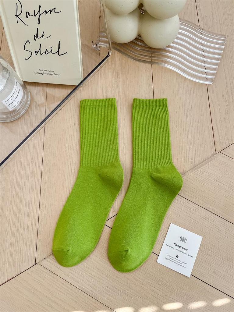 Women's Colorful Mid-Tube Socks In Violet, Orange, Rose, and Red for Modern Dance with Shark Print