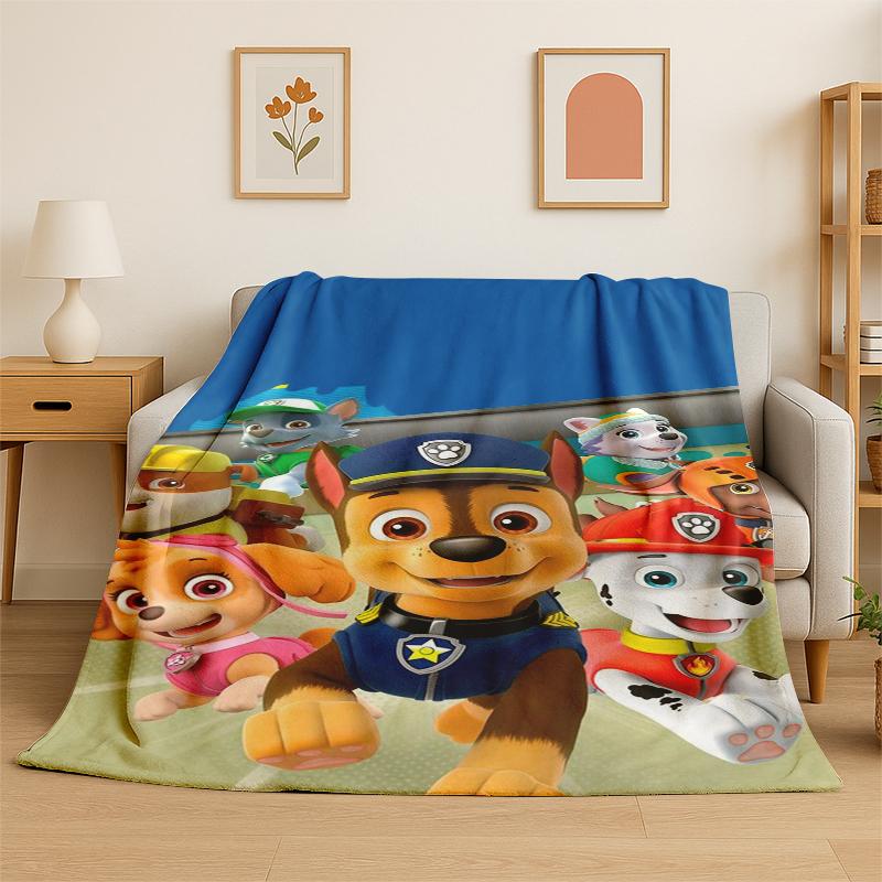 Cartoon P-Patrol Cute Dog Flannel Blanket Soft Warm Throw Blanket for Bedroom Living Room Bed Travel Camping Picnic Gift kids